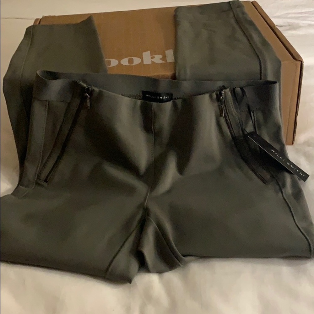 Olive green stretch pants